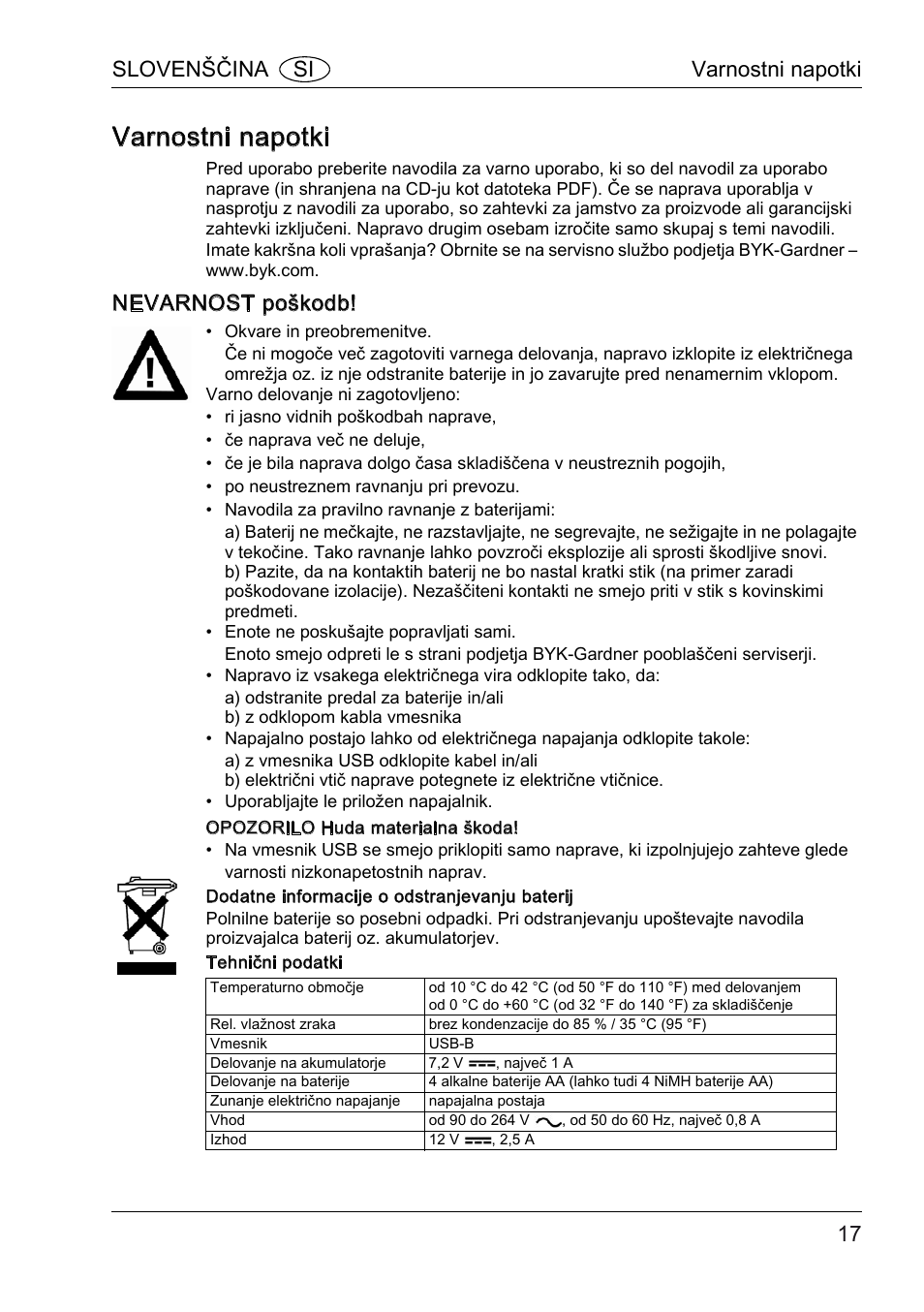 Varnostni napotki, Nevarnost poškodb, Slovenščina si varnostni napotki | ALTANA BYK-mac COLOR Safety Instructions User Manual | Page 18 / 40