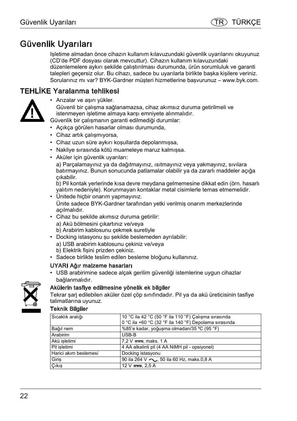 Güvenlik uyarıları, Tehlike yaralanma tehlikesi, Güvenlik uyarıları tr türkçe | ALTANA BYK-mac COLOR Safety Instructions User Manual | Page 23 / 40