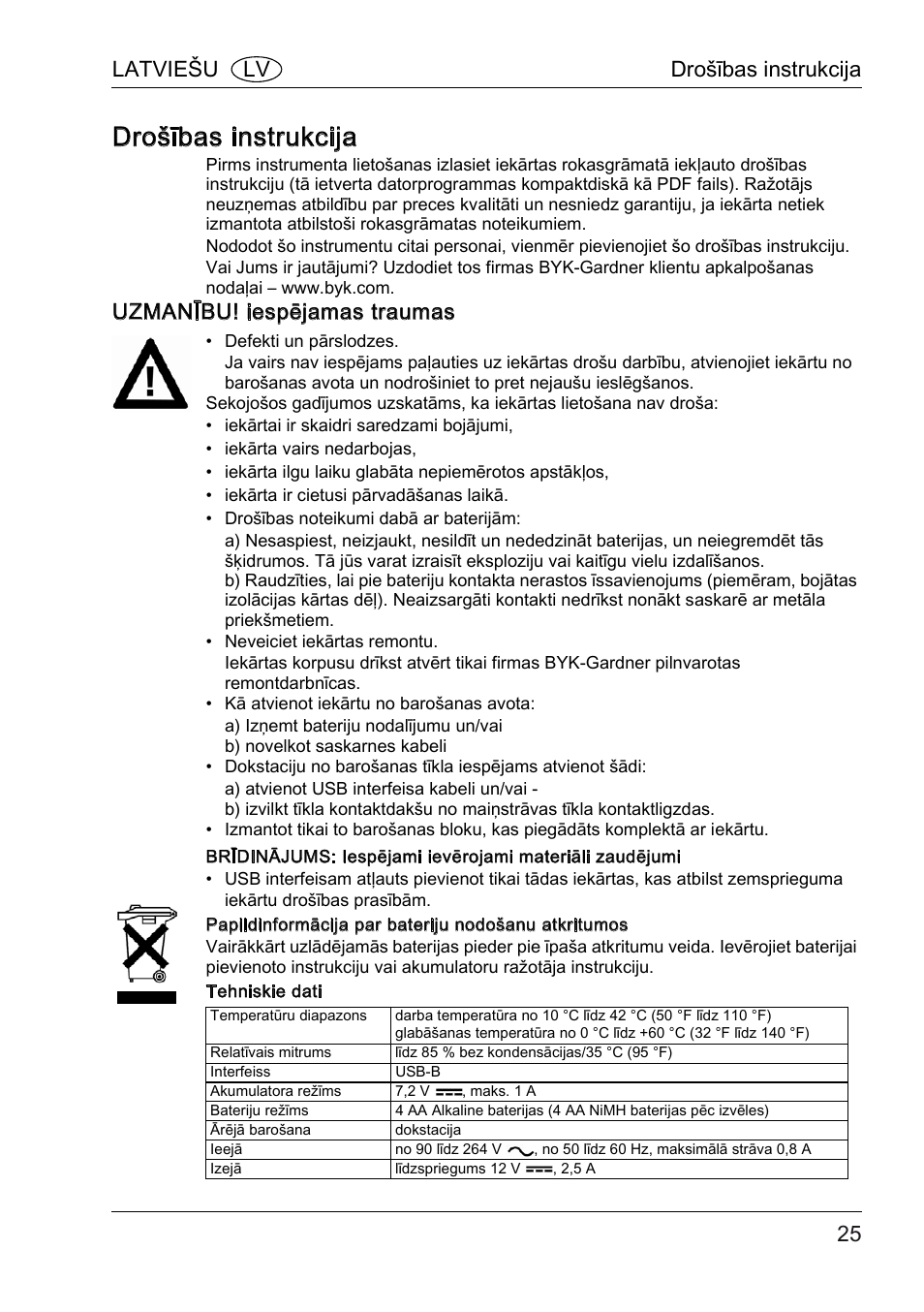 Drošības instrukcija, Uzmanību! iespējamas traumas, Latviešu lv drošības instrukcija | ALTANA BYK-mac COLOR Safety Instructions User Manual | Page 26 / 40