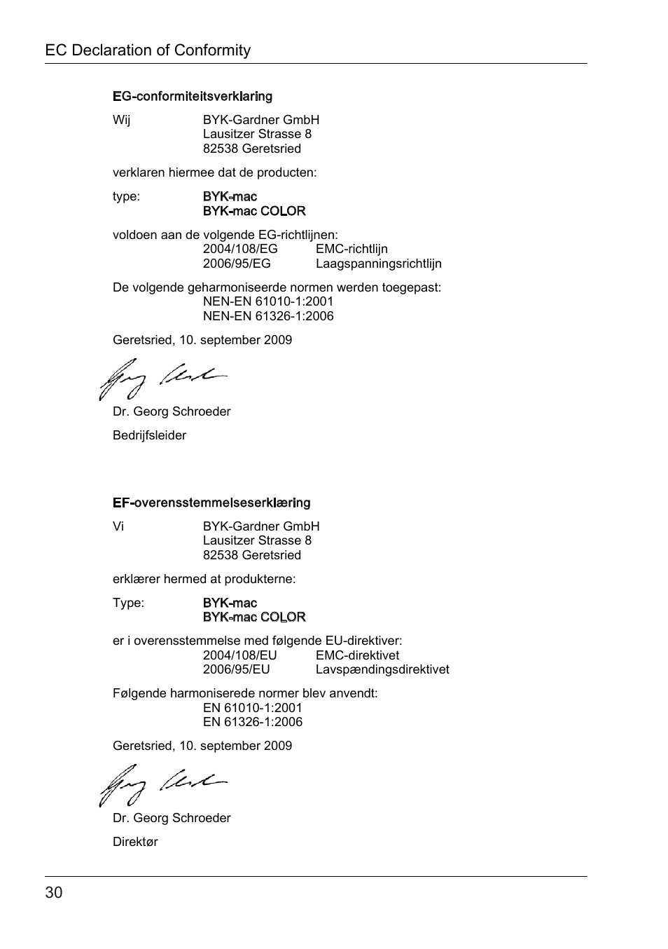 Ec declaration of conformity | ALTANA BYK-mac COLOR Safety Instructions User Manual | Page 31 / 40