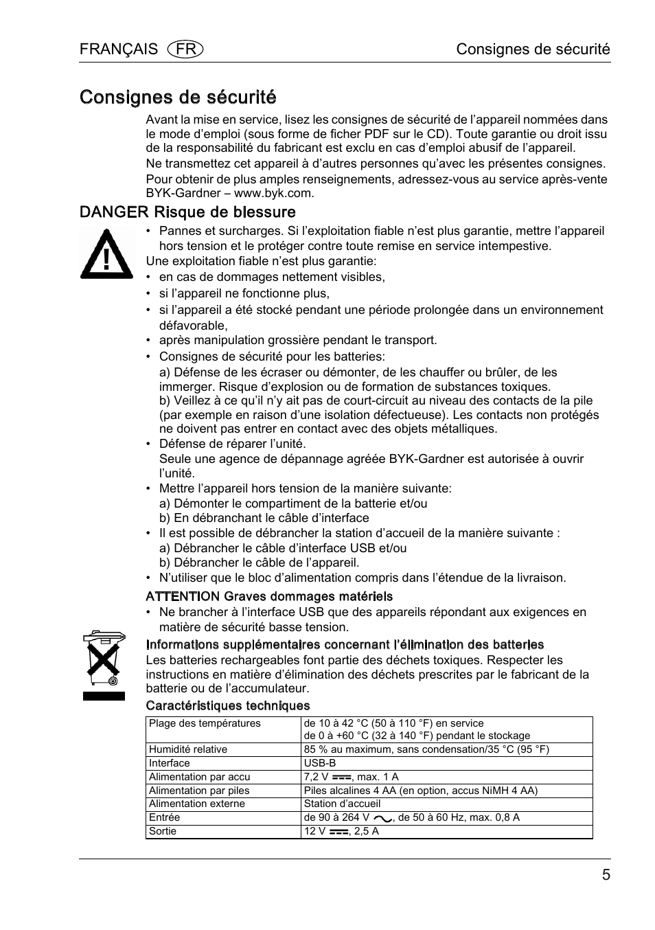 Consignes de sécurité, Danger risque de blessure, Français fr consignes de sécurité | ALTANA BYK-mac COLOR Safety Instructions User Manual | Page 6 / 40