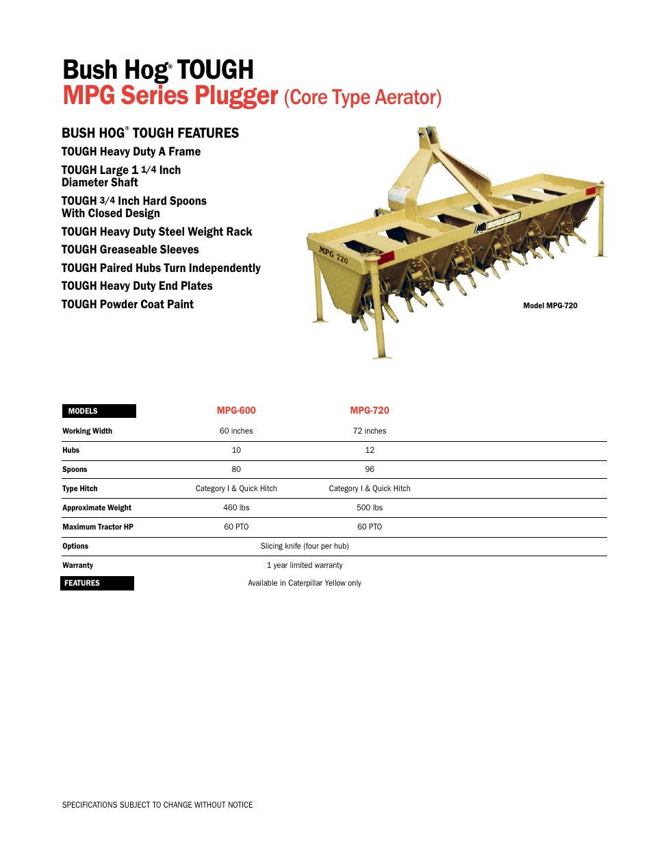 Bush Hog TOUGH MPG-720 User Manual | 1 page