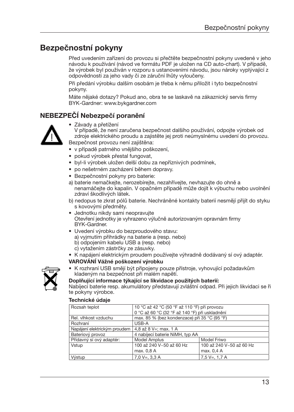 Bezpečnostní pokyny, 13 bezpečnostní pokyny, Nebezpečí nebezpečí poranění | ALTANA 6345 User Manual | Page 14 / 26