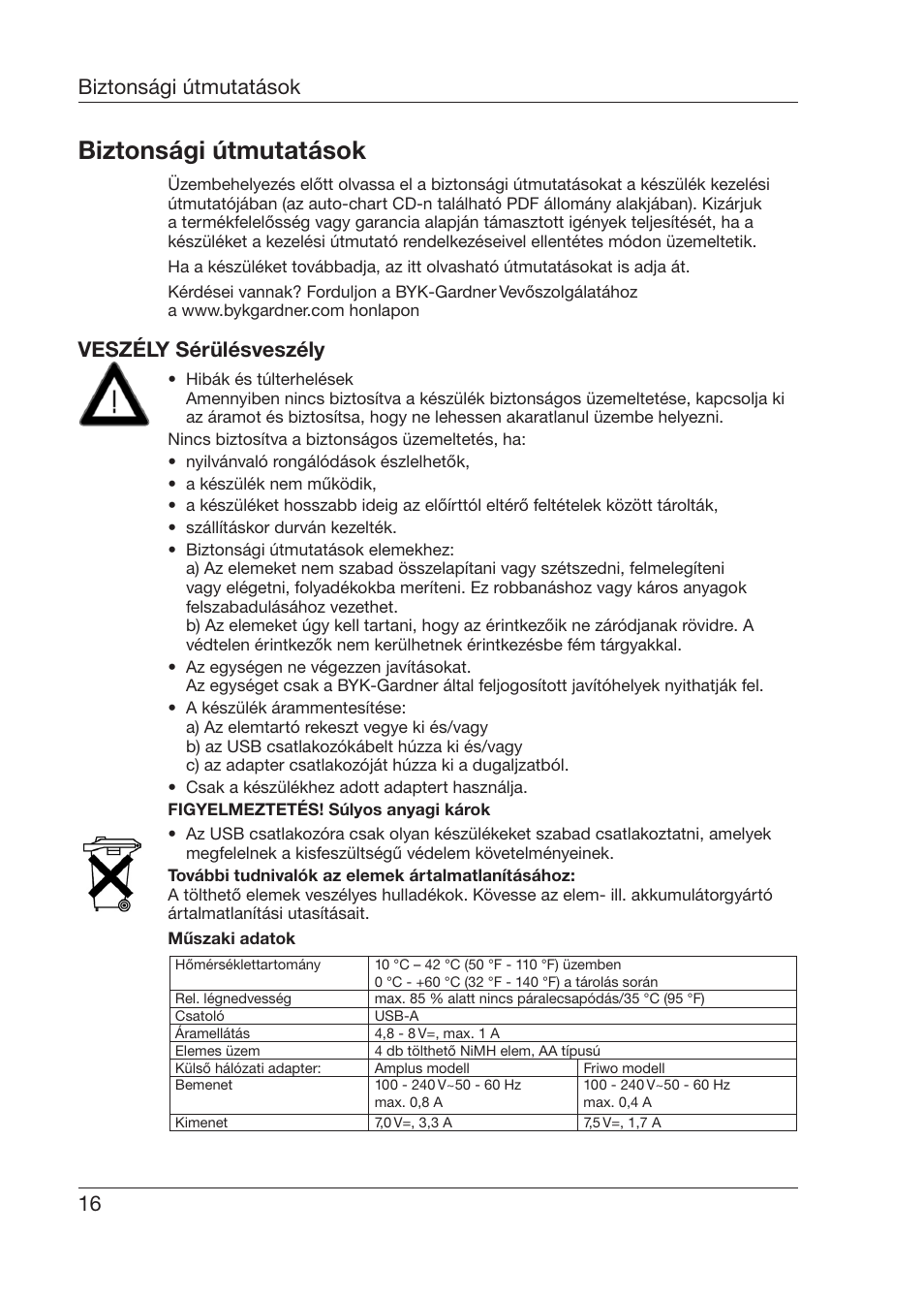 Biztonsági útmutatások, 16 biztonsági útmutatások, Veszély sérülésveszély | ALTANA 6345 User Manual | Page 17 / 26