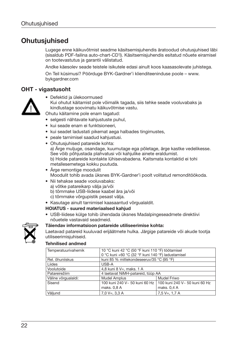 Ohutusjuhised, 22 ohutusjuhised, Oht - vigastusoht | ALTANA 6345 User Manual | Page 23 / 26