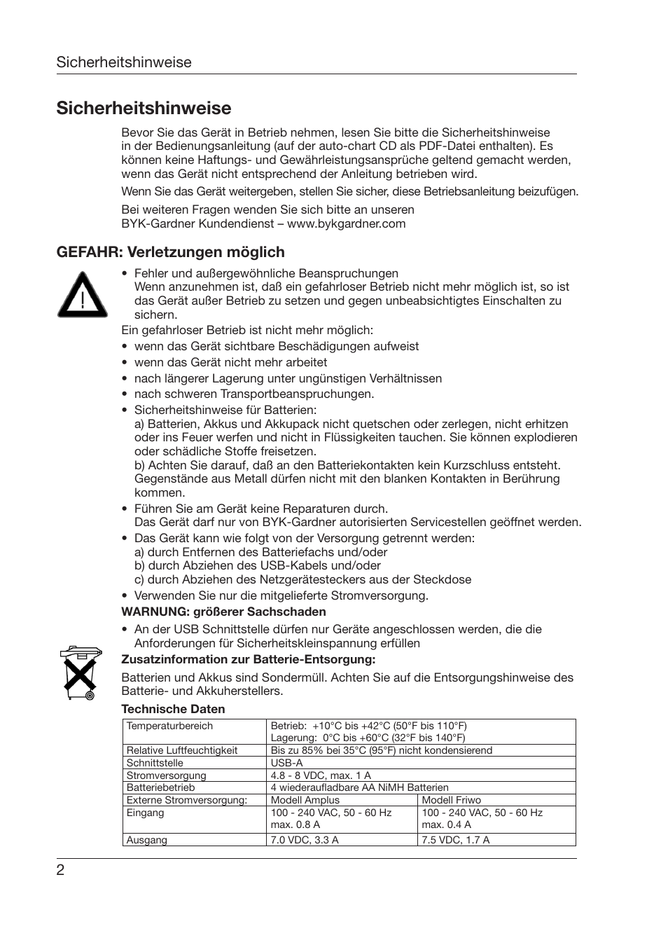 Sicherheitshinweise, 2sicherheitshinweise, Gefahr: verletzungen möglich | ALTANA 6345 User Manual | Page 3 / 26