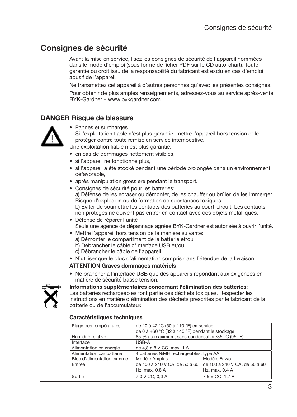 Consignes de sécurité, 3consignes de sécurité, Danger risque de blessure | ALTANA 6345 User Manual | Page 4 / 26