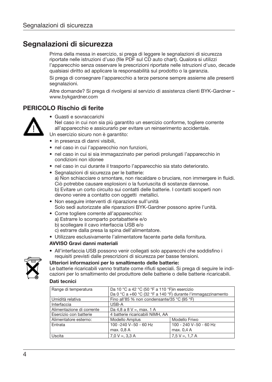 Segnalazioni di sicurezza, 4segnalazioni di sicurezza, Pericolo rischio di ferite | ALTANA 6345 User Manual | Page 5 / 26