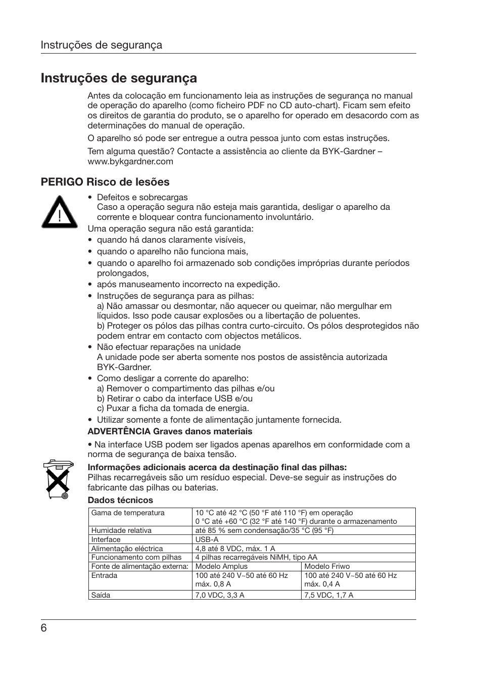 Instruções de segurança, 6instruções de segurança, Perigo risco de lesões | ALTANA 6345 User Manual | Page 7 / 26