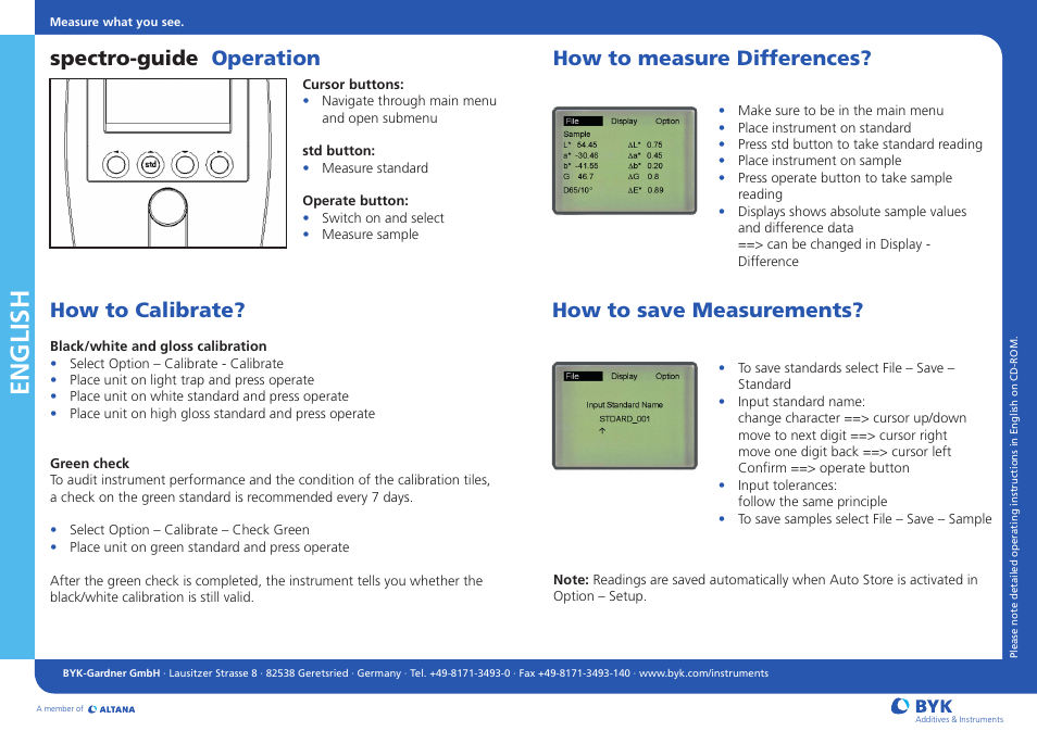 ALTANA Spectro-Guide User Manual | 2 pages