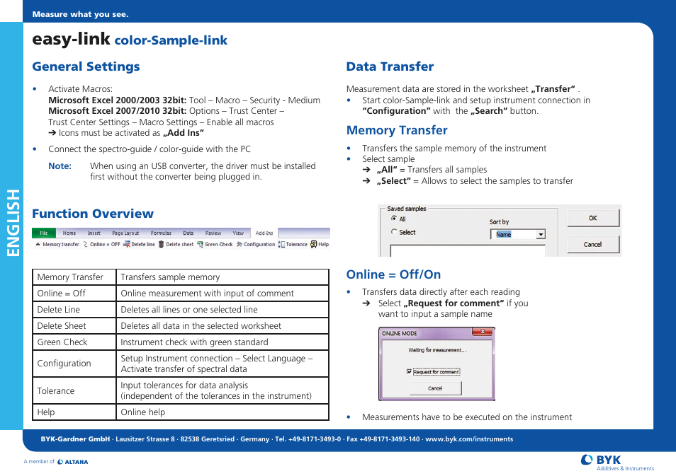 ALTANA Easy-Link Color-Sample-Link User Manual | 2 pages