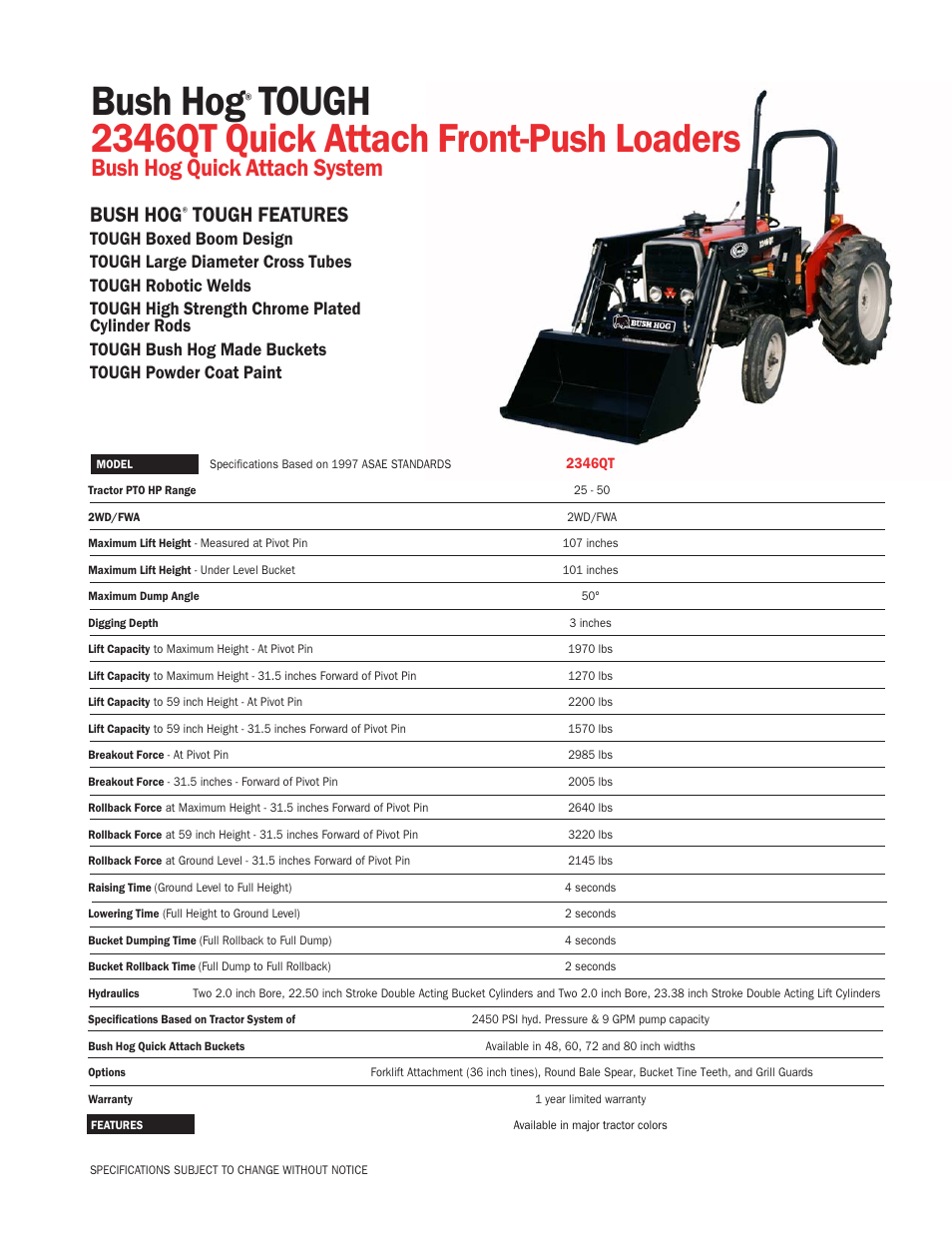 Bush Hog TOUGH 2346QT User Manual | 1 page