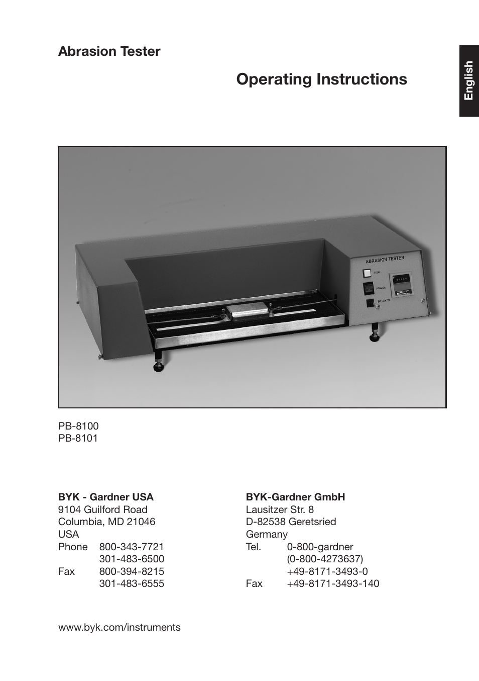 Perating¬)nstructions, Brasion¬4ester | ALTANA Abrasion Tester User Manual | Page 2 / 30