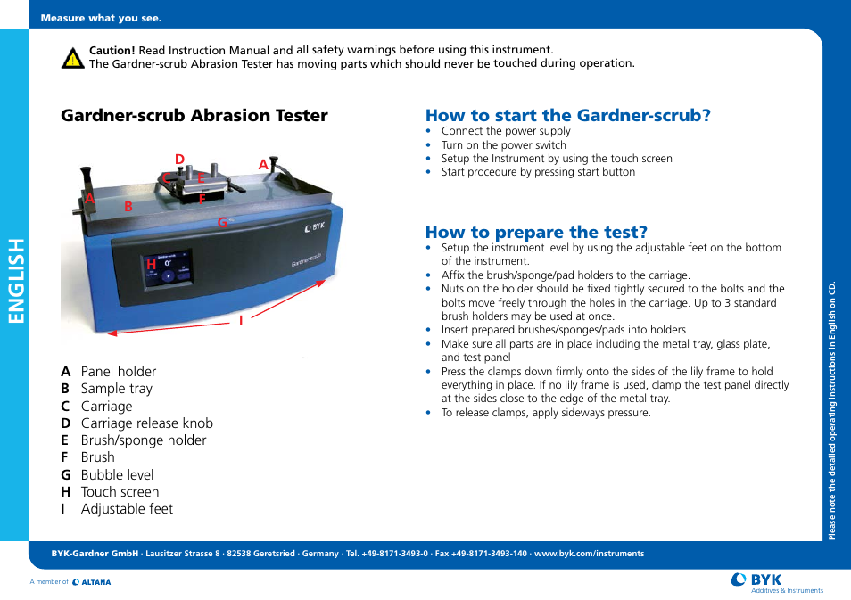 ALTANA Gardner-Scrub Short Instructions User Manual | 2 pages