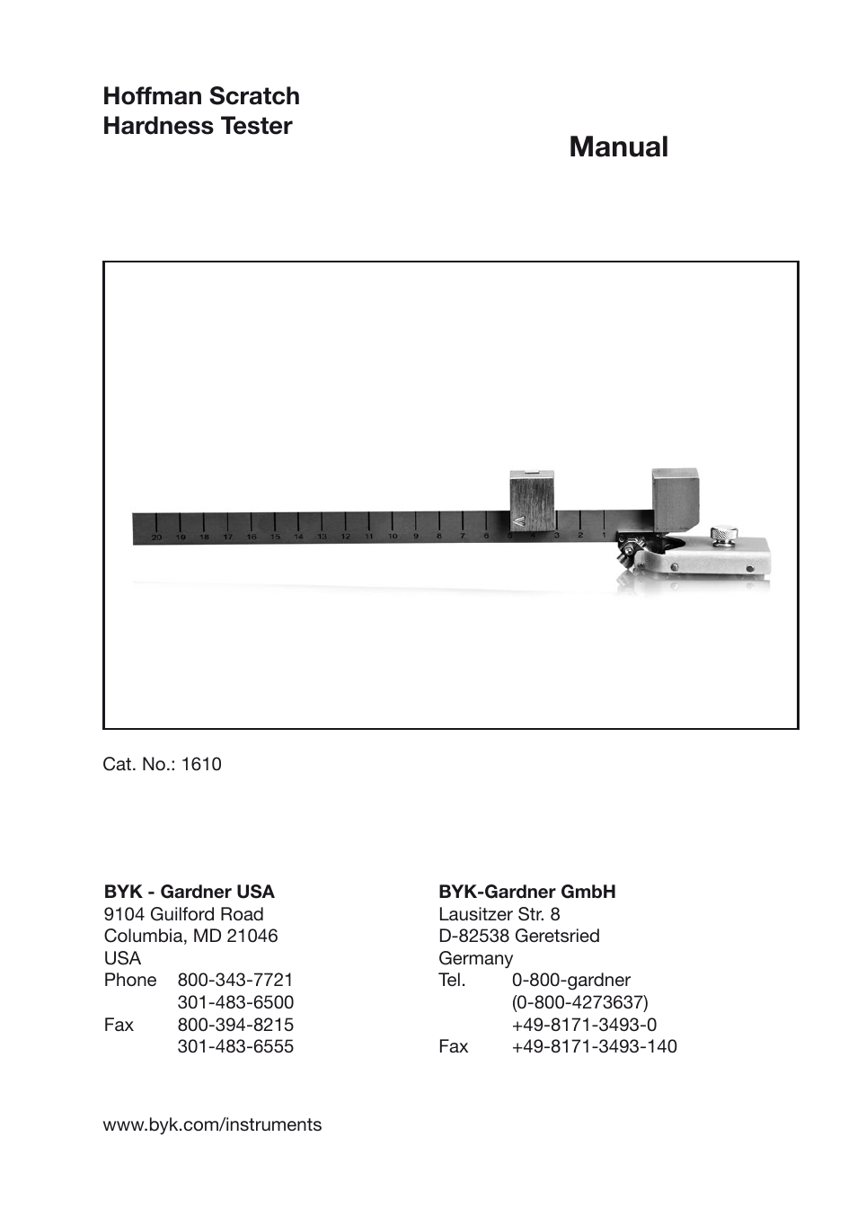 Manual, Hoffman scratch hardness tester | ALTANA Hoffman Scratch Hardness Tester Manual User Manual | Page 2 / 10