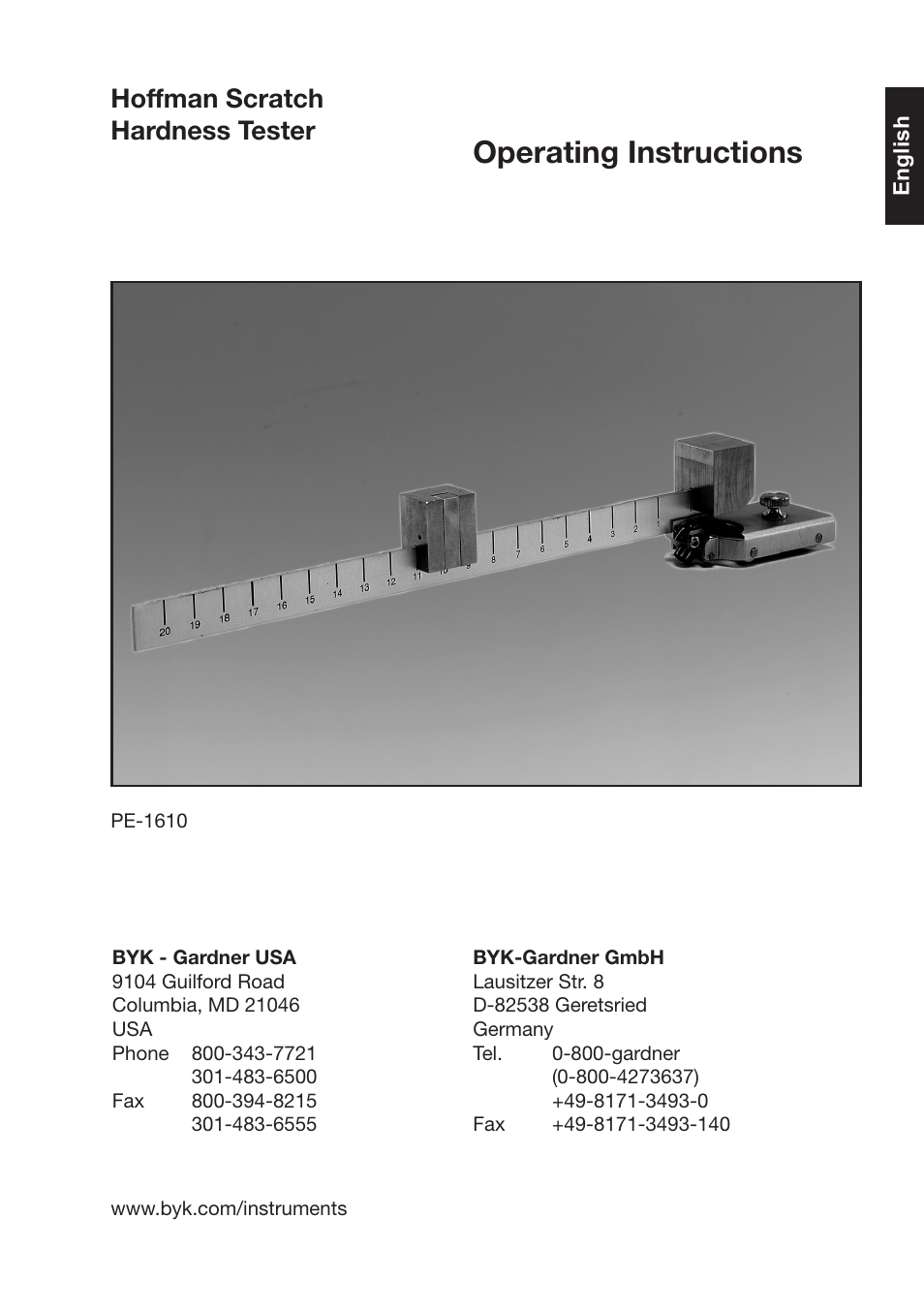 Operating instructions, Hoffman scratch hardness tester | ALTANA Hoffman Scratch Hardness Tester Operating Instructions User Manual | Page 2 / 8