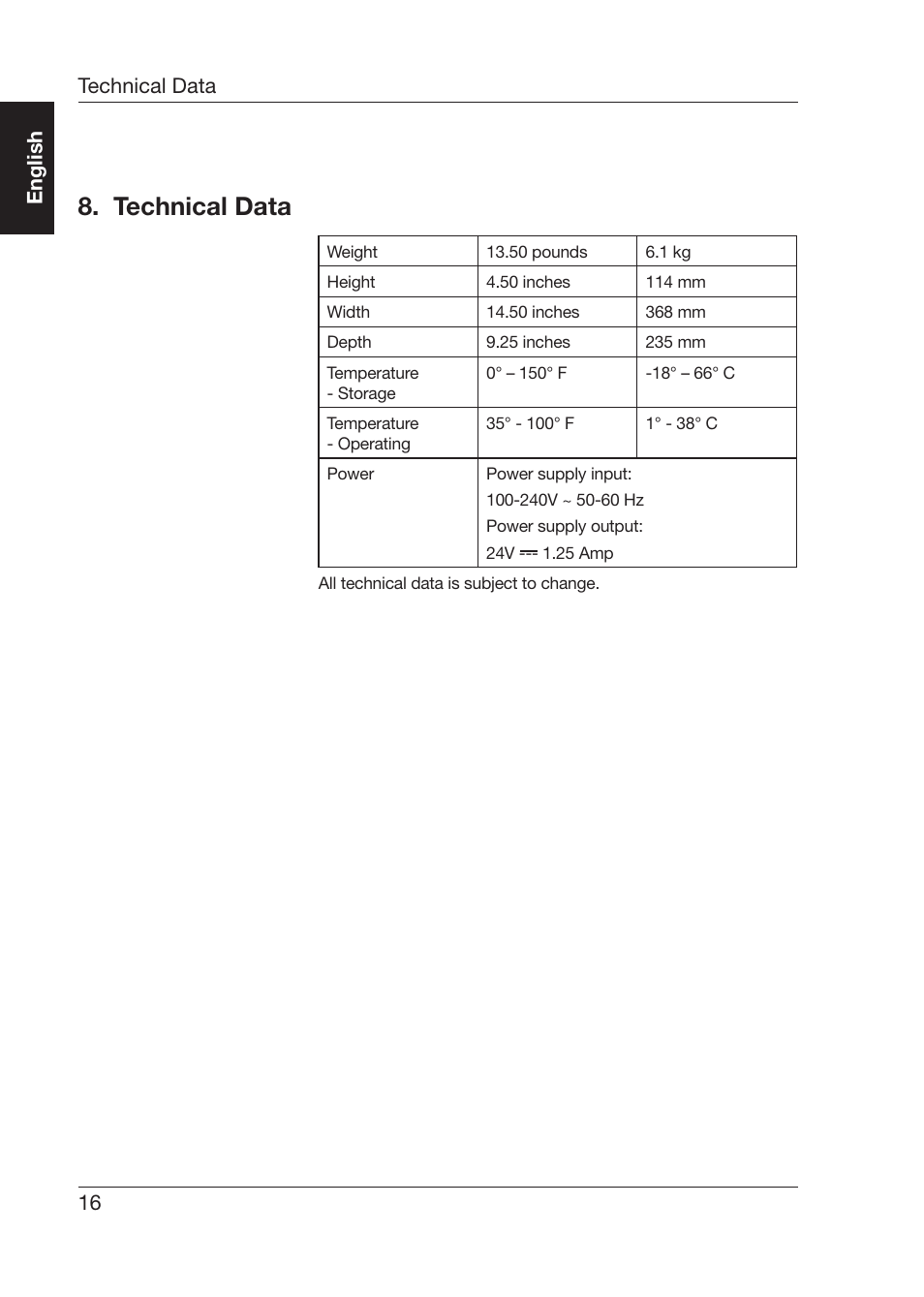 Technical data | ALTANA Byko-Drive Manual User Manual | Page 18 / 24