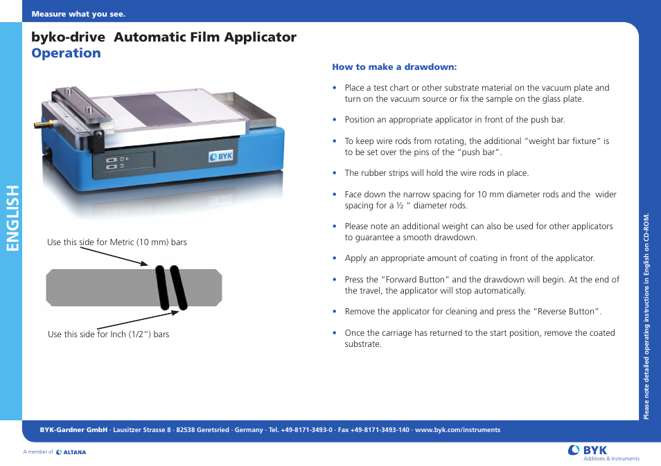 ALTANA Byko-Drive Short Instructions User Manual | 2 pages