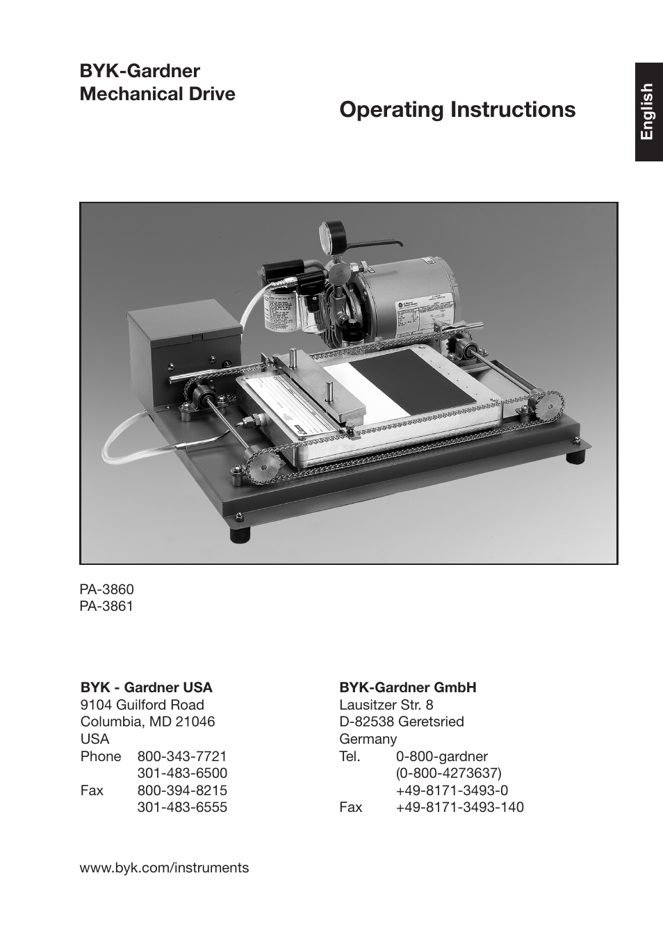 Operating instructions, Byk-gardner mechanical drive | ALTANA BYK-Gardner Mechanical Drive User Manual | Page 2 / 8