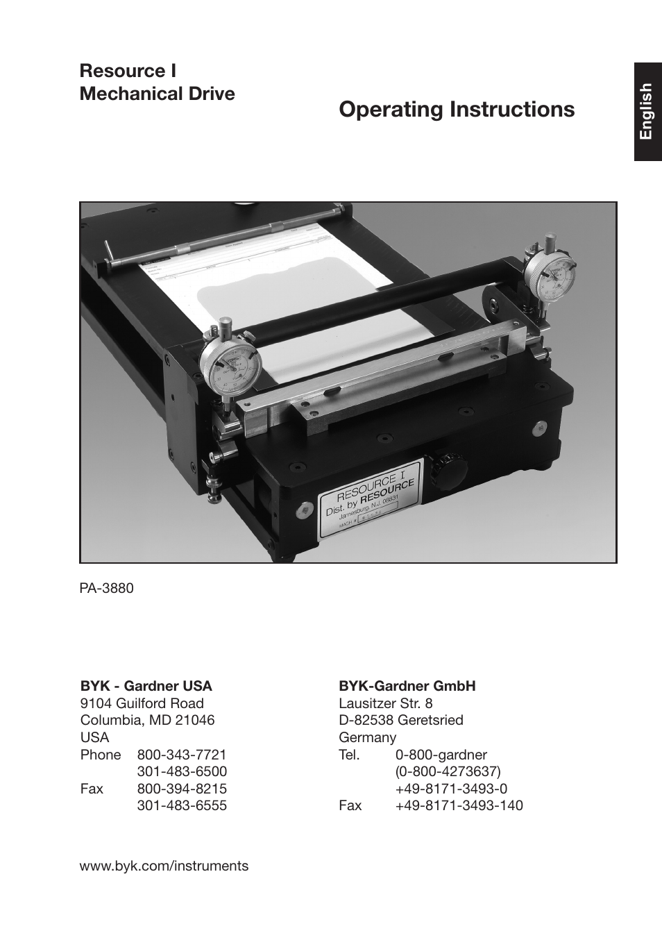 Operating instructions, Resource i mechanical drive | ALTANA Resource I Mechanical Drive User Manual | Page 2 / 8