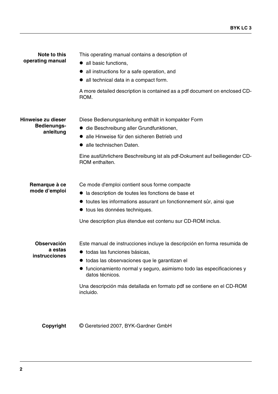 ALTANA LC 3 User Manual | Page 2 / 60