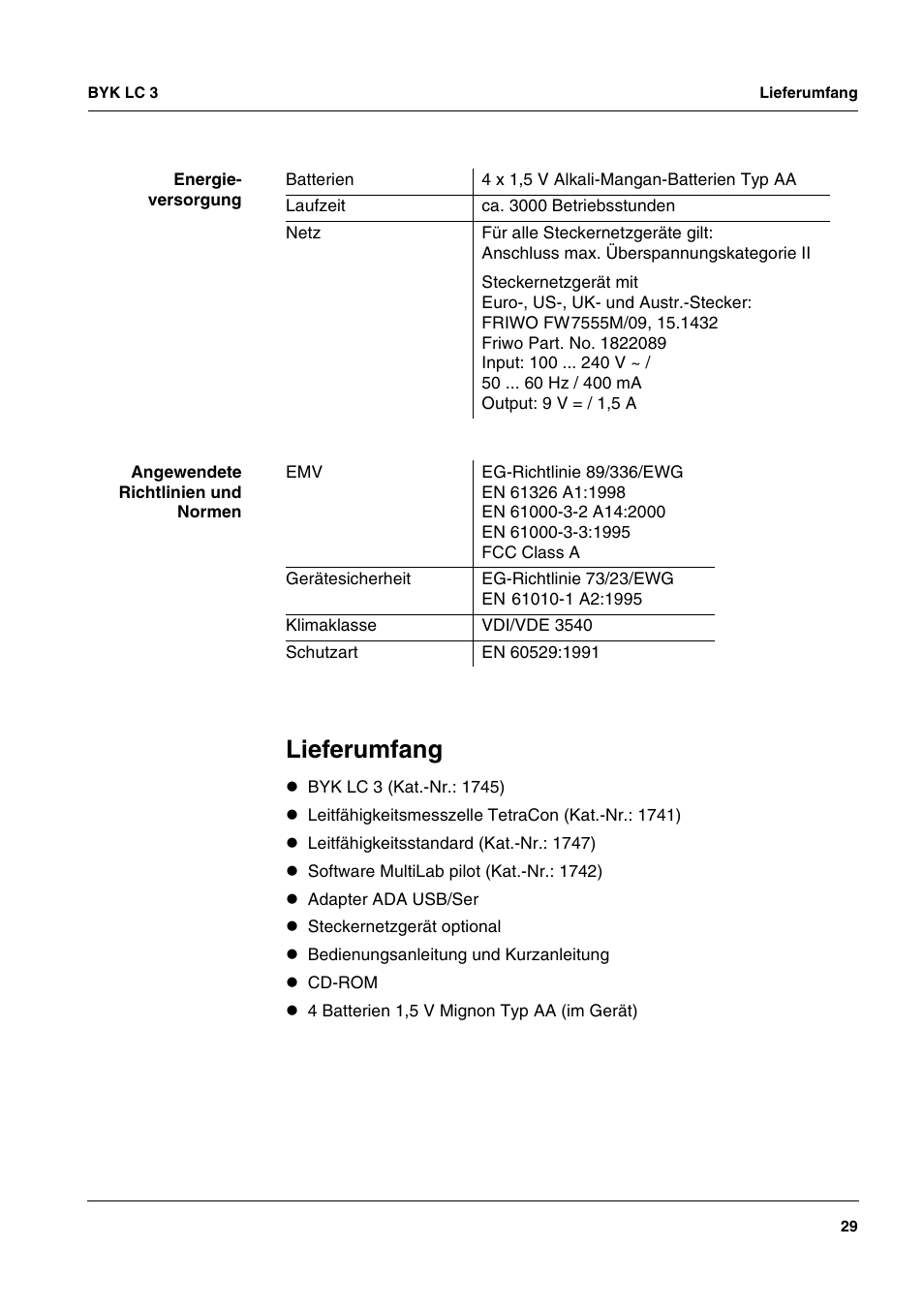 Lieferumfang | ALTANA LC 3 User Manual | Page 29 / 60