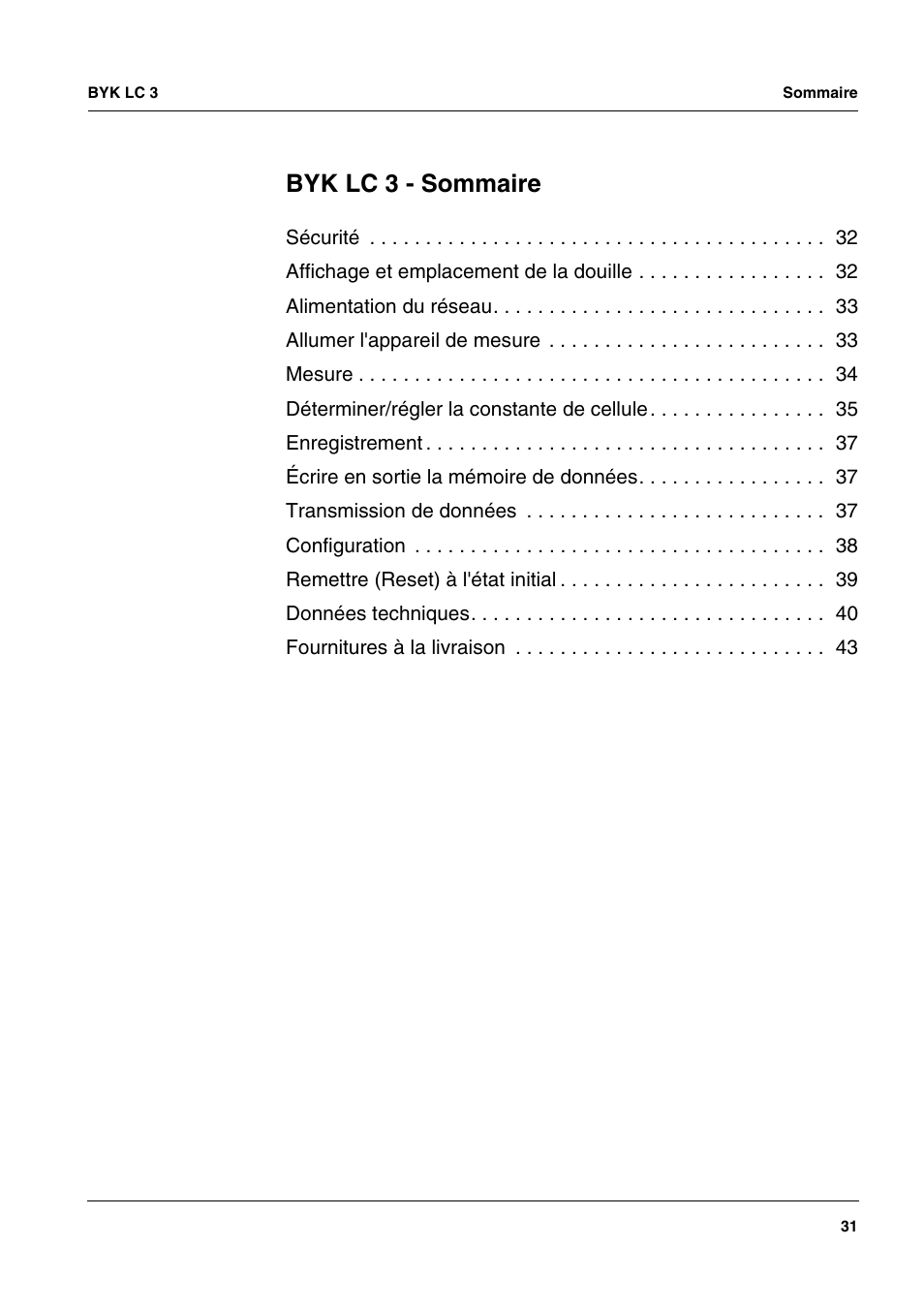 Byk lc 3 - sommaire | ALTANA LC 3 User Manual | Page 31 / 60