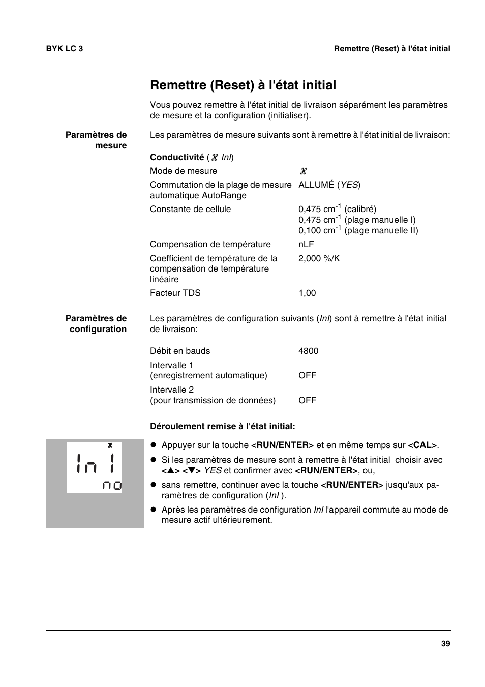 Remettre (reset) à l'état initial | ALTANA LC 3 User Manual | Page 39 / 60