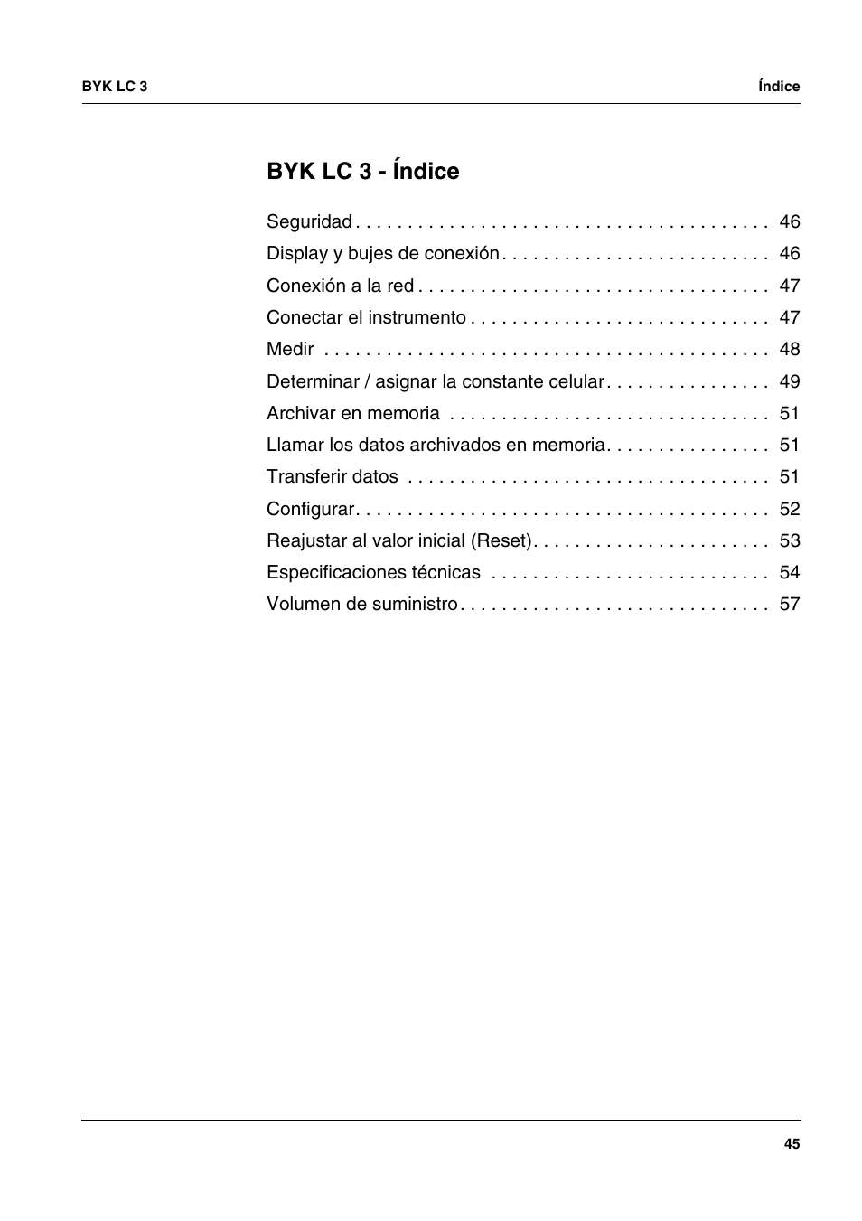 Byk lc 3 - índice | ALTANA LC 3 User Manual | Page 45 / 60