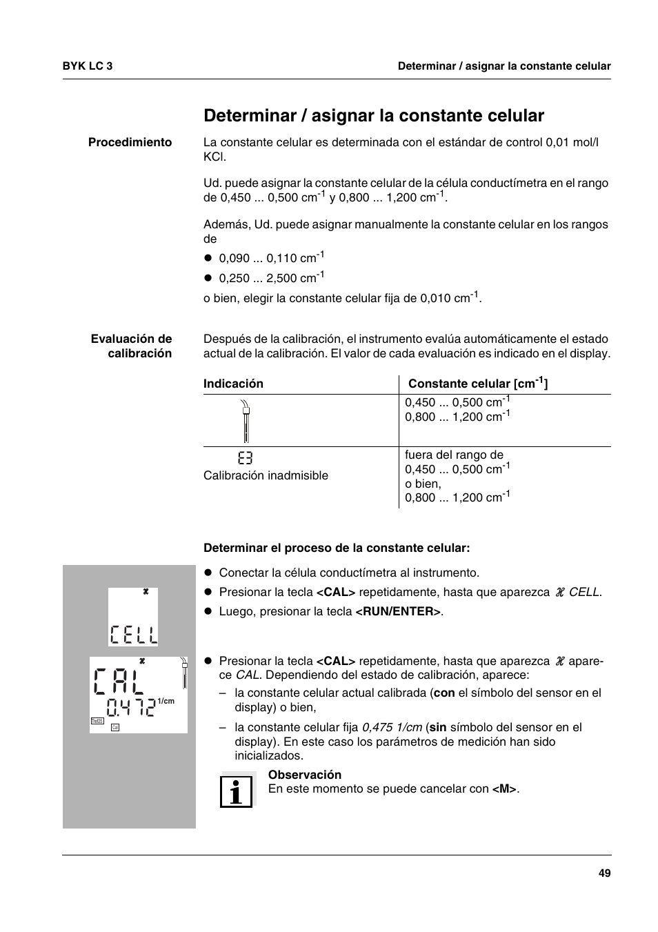 A l c, Determinar / asignar la constante celular, Lc l e 2 0 7 4 | ALTANA LC 3 User Manual | Page 49 / 60