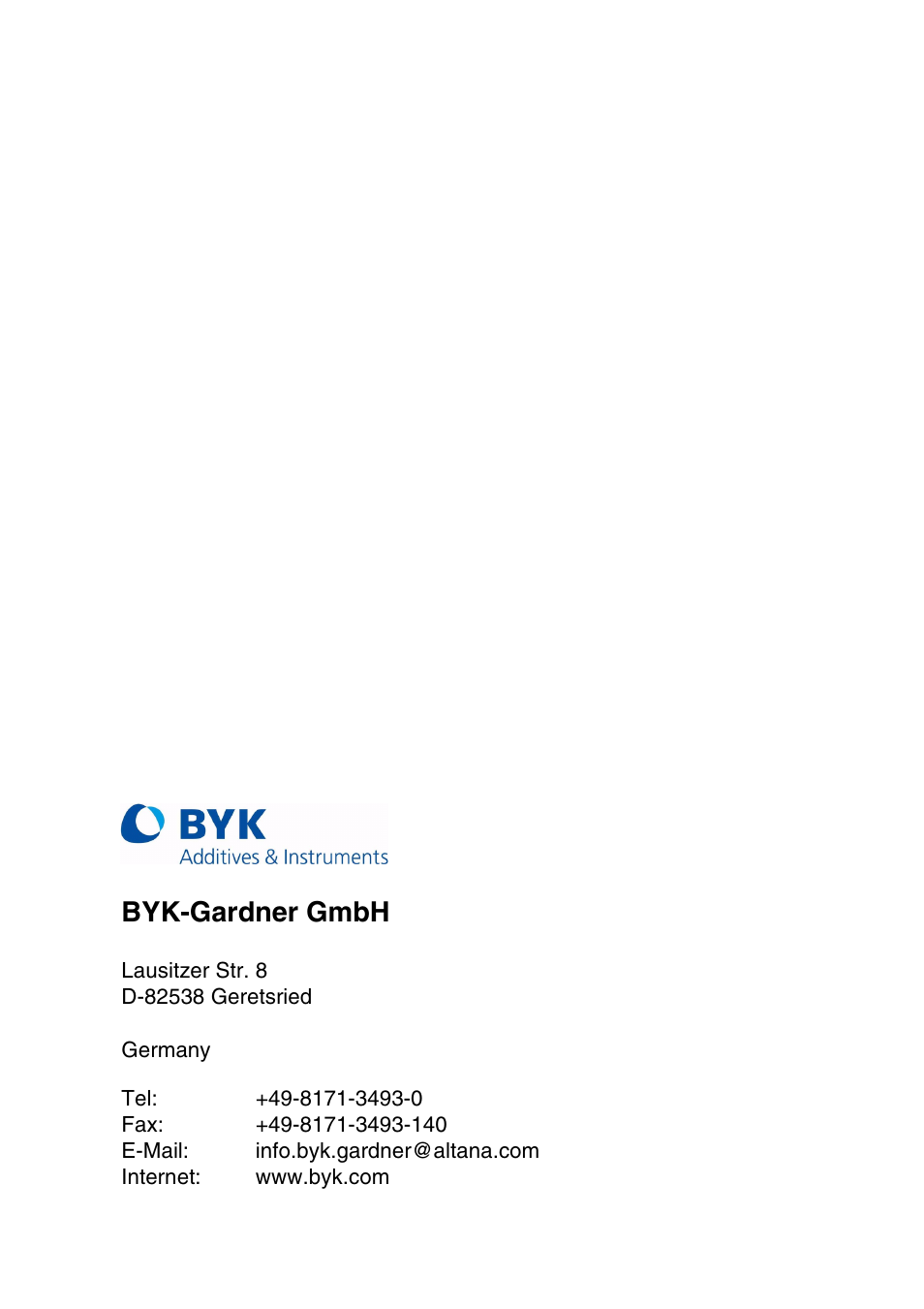Byk-gardner gmbh | ALTANA LC 3 User Manual | Page 60 / 60