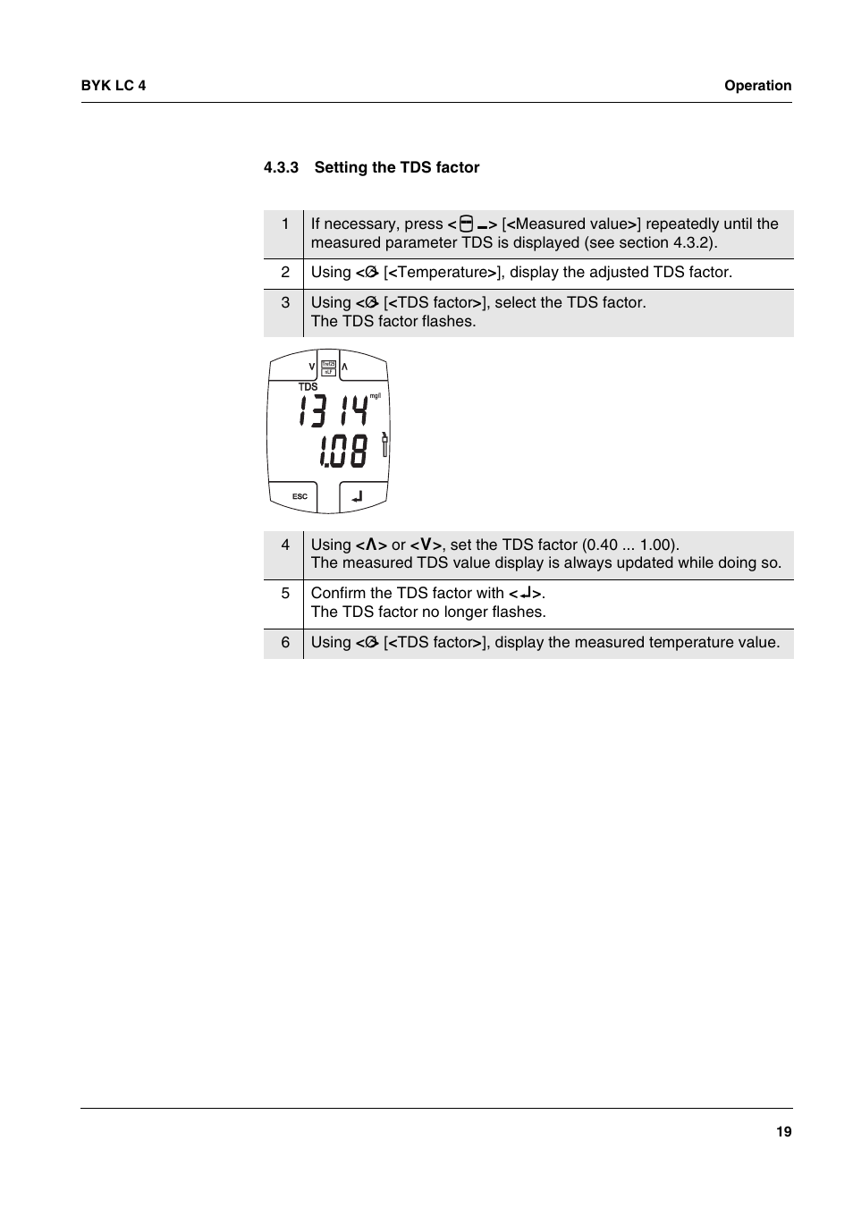 3 setting the tds factor, Setting the tds factor | ALTANA LC 4 User Manual | Page 19 / 61