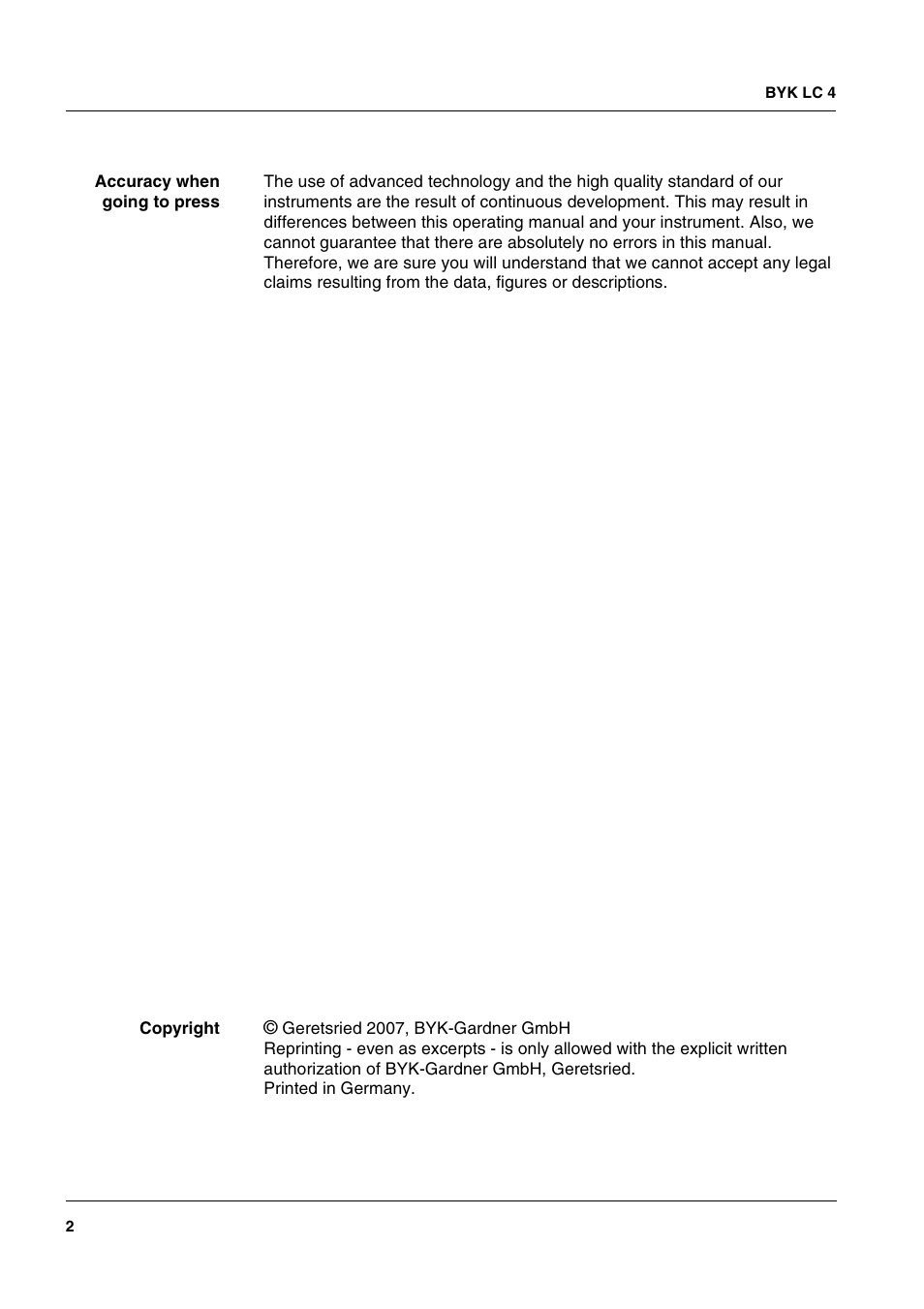 ALTANA LC 4 User Manual | Page 2 / 61