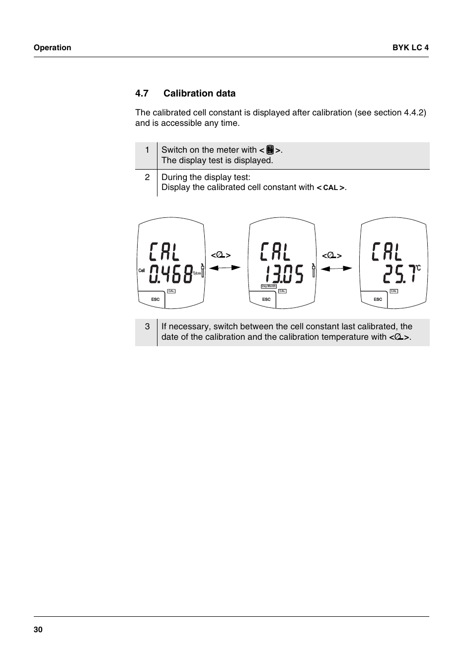 7 calibration data, Calibration data, A l c | Operation byk lc 4 30 | ALTANA LC 4 User Manual | Page 30 / 61