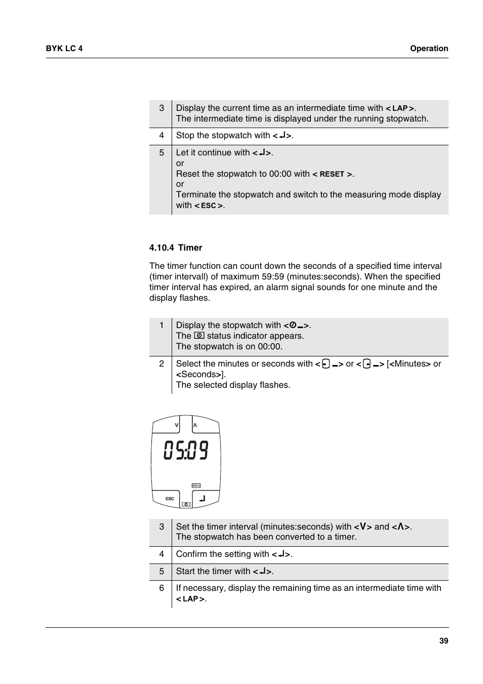 4 timer, Ee section 4.10.4) | ALTANA LC 4 User Manual | Page 39 / 61