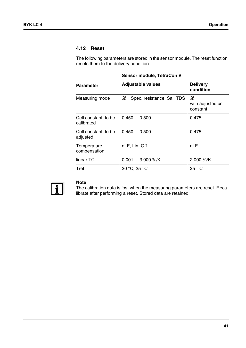 12 reset | ALTANA LC 4 User Manual | Page 41 / 61