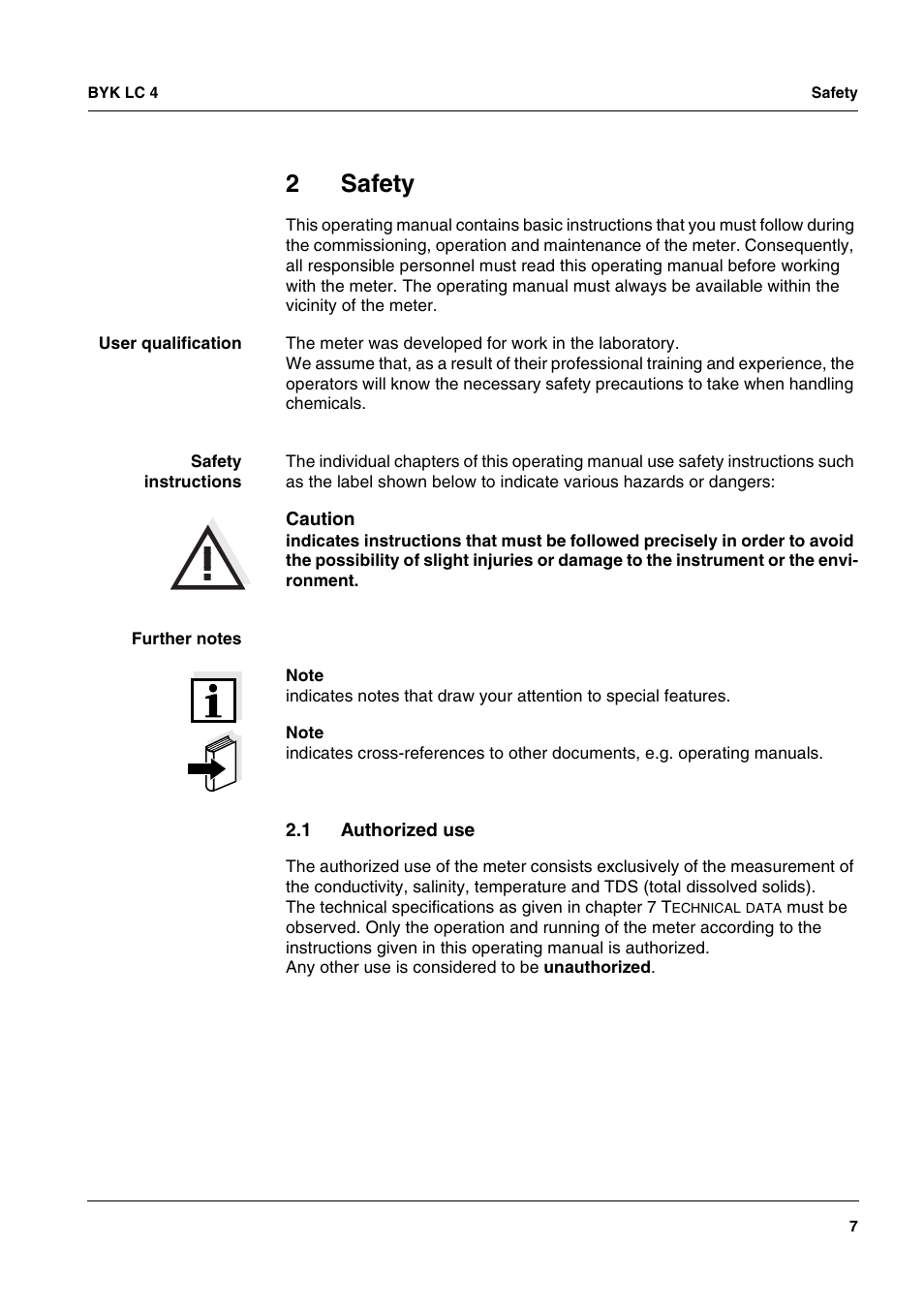 2 safety, 1 authorized use, Safety | Authorized use, 2safety | ALTANA LC 4 User Manual | Page 7 / 61