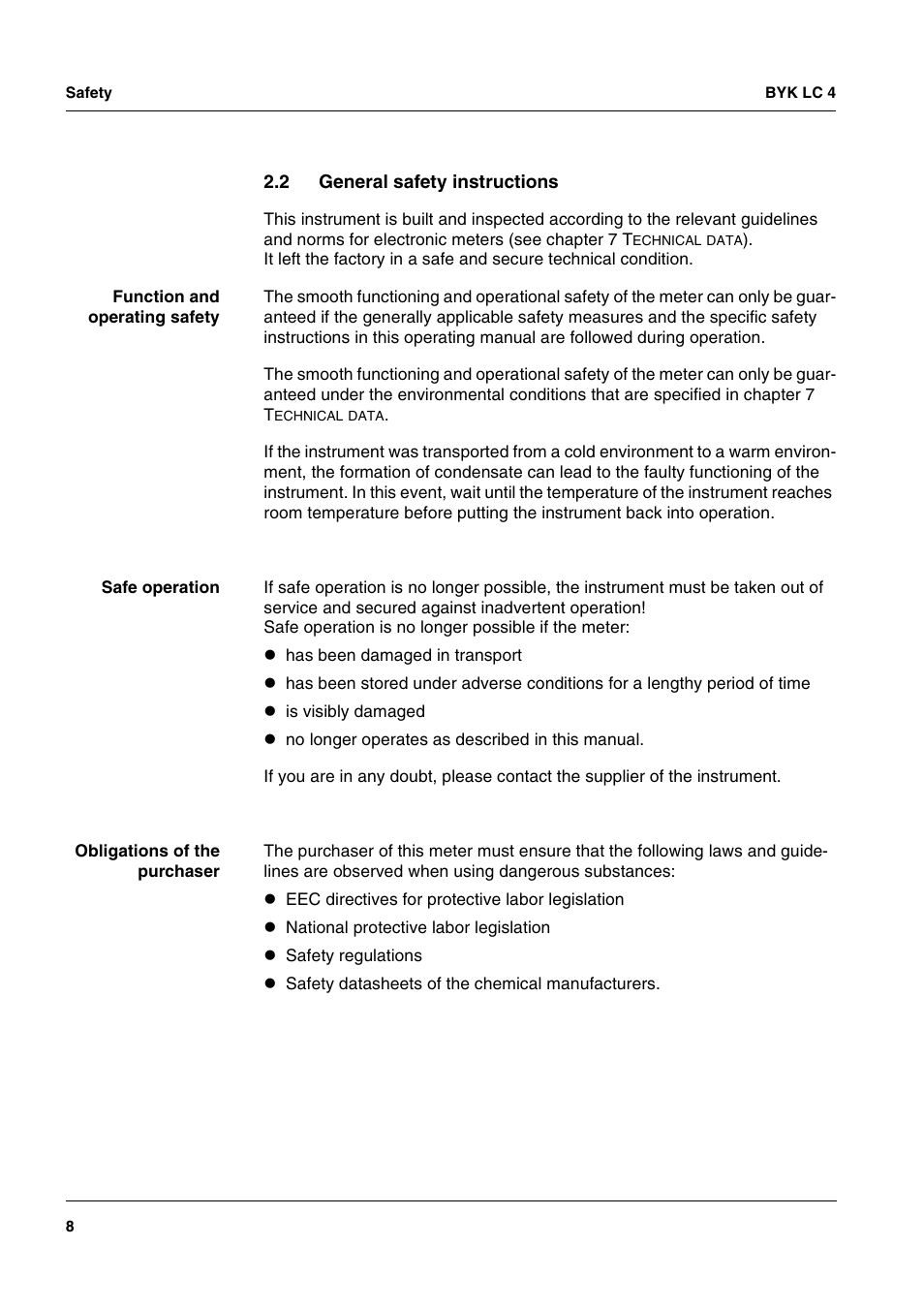 2 general safety instructions, General safety instructions | ALTANA LC 4 User Manual | Page 8 / 61