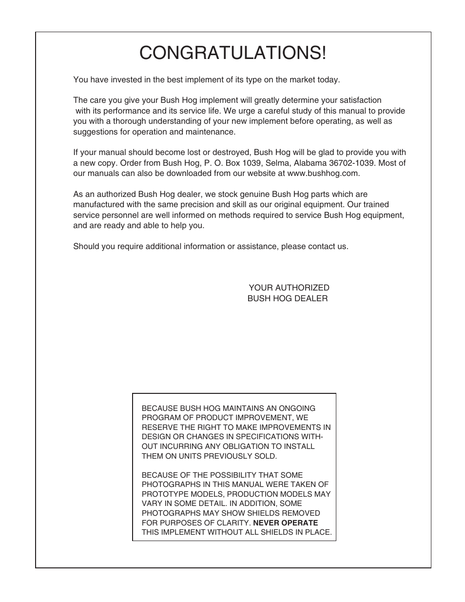 Bush Hog 6045 User Manual | Page 2 / 56