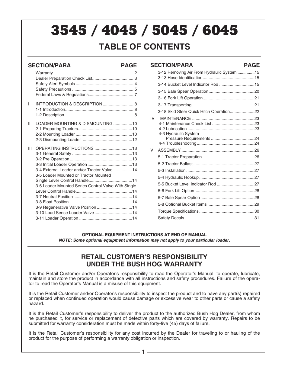 Bush Hog 6045 User Manual | Page 3 / 56