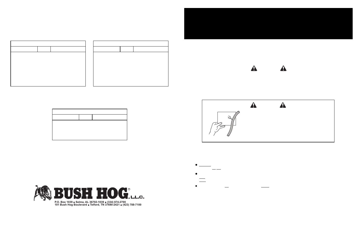 Warning, Caution | Bush Hog 6045 User Manual | Page 34 / 56