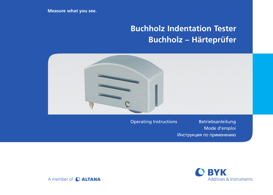 ALTANA Buchholz Indentation Tester Operating Instructions User Manual | 39 pages