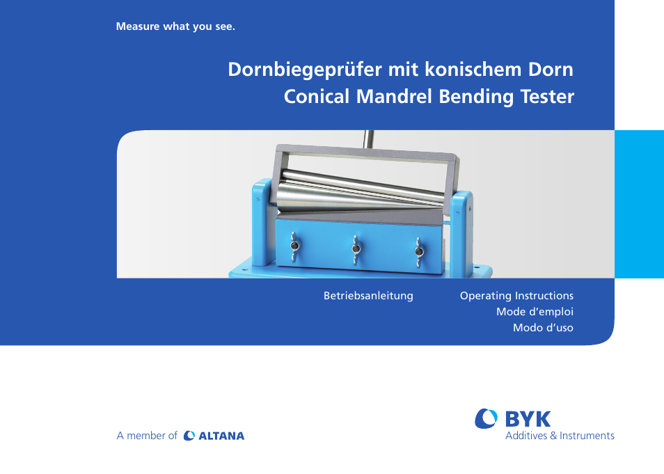 ALTANA Conical Mandrel Bending Tester User Manual | 30 pages