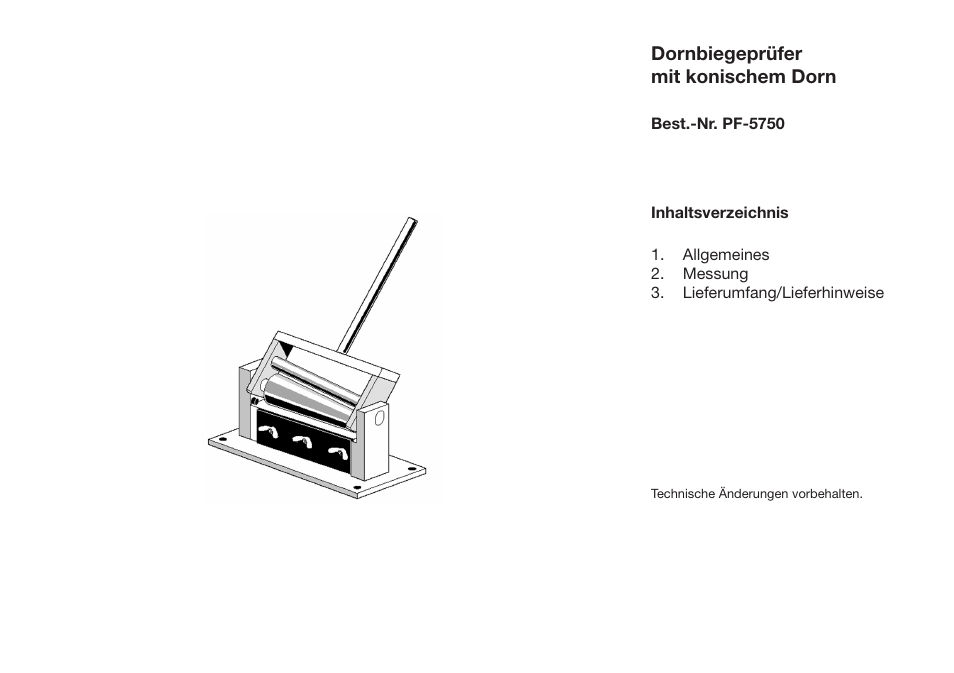 ALTANA Conical Mandrel Bending Tester User Manual | Page 4 / 30