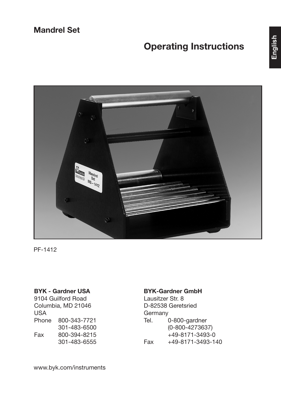 Operating instructions, Mandrel set | ALTANA Mandrel Set User Manual | Page 2 / 8