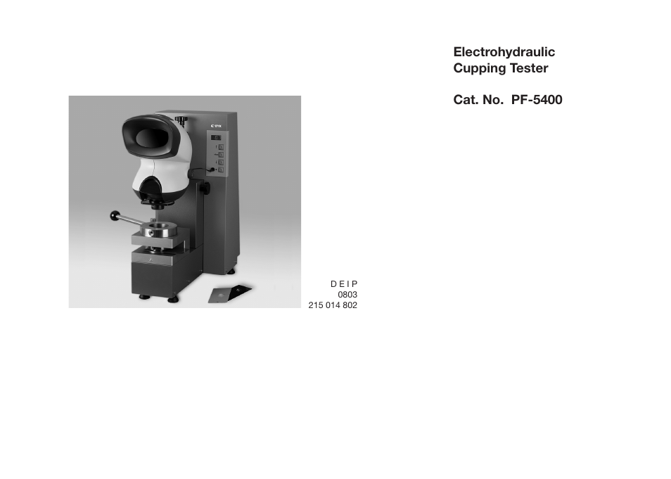 Electrohydraulic cupping tester cat. no. pf-5400 | ALTANA Cupping Tester User Manual | Page 18 / 68