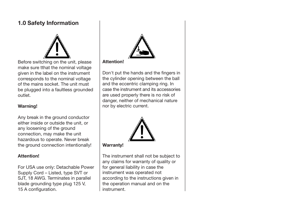 0 safety information | ALTANA Cupping Tester User Manual | Page 21 / 68