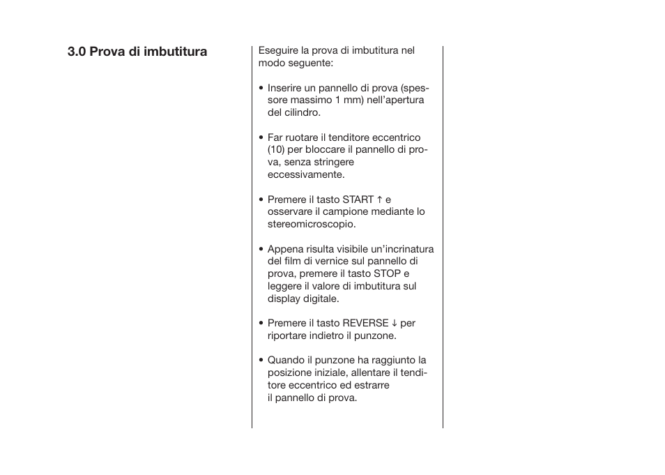 0 prova di imbutitura | ALTANA Cupping Tester User Manual | Page 44 / 68