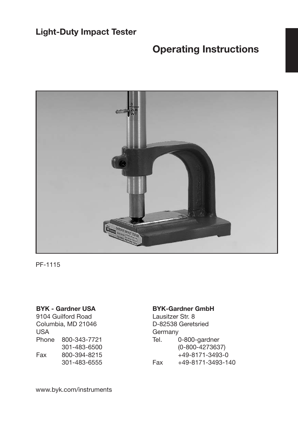 Perating¬)nstructions, Ight $uty¬)mpact¬4ester | ALTANA Light-Duty Impact Tester User Manual | Page 2 / 8