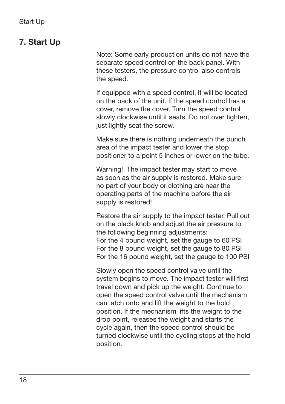 3tart¬5p | ALTANA Automatic Lift Impact Tester User Manual | Page 19 / 24